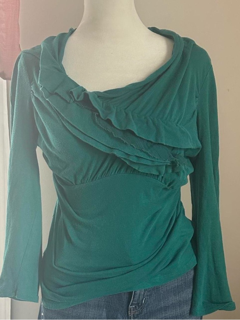 Anthropologie Ric Rac blue ruffle top